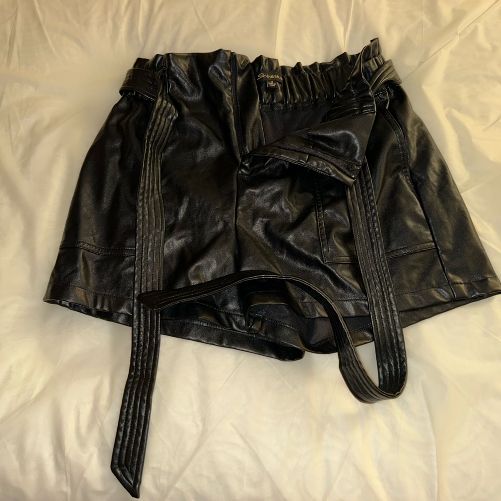Shinestar Black Faux Leather Shorts